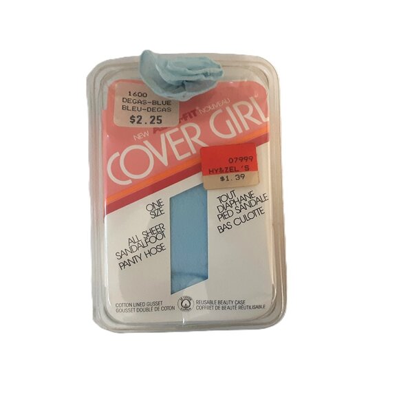 Vintage 1980s Cover Girl Accu-Fit All Sheer Sandalfoot Pantyhose Degas Blue OS - Picture 1 of 2